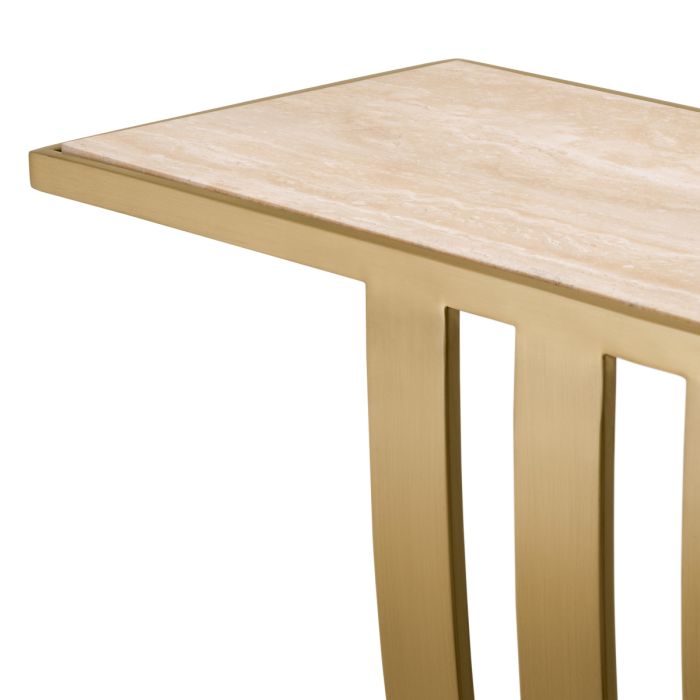 Console en laiton brossé et travertin | Eichholtz Beau Deco