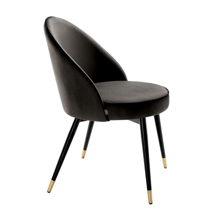 Chaise de salle à manger en velours gris foncé (lot de 2) | Eichholtz Cooper
