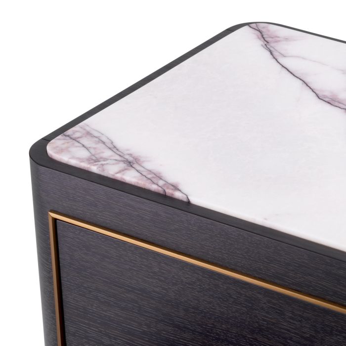 Table de chevet en chêne gris anthracite et marbre blanc | Eichholtz Corazon