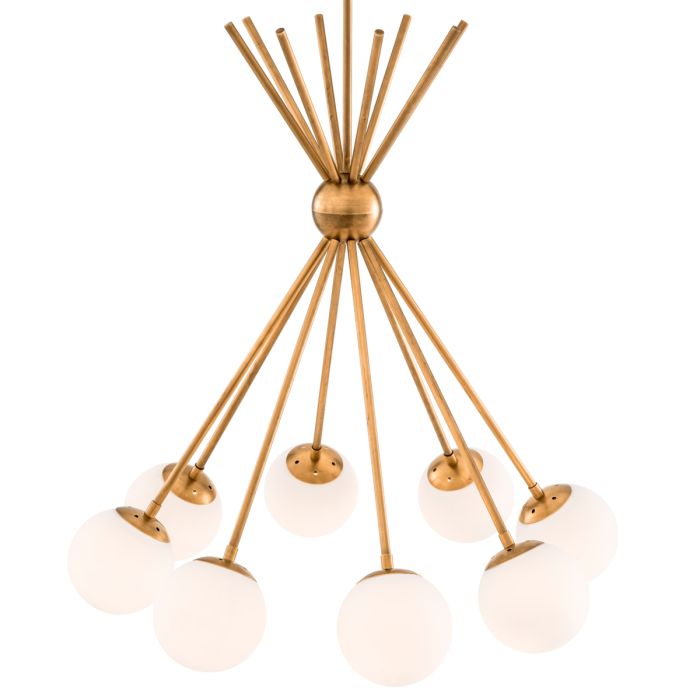 Lustre doré en verre blanc | Eichholtz Luxor