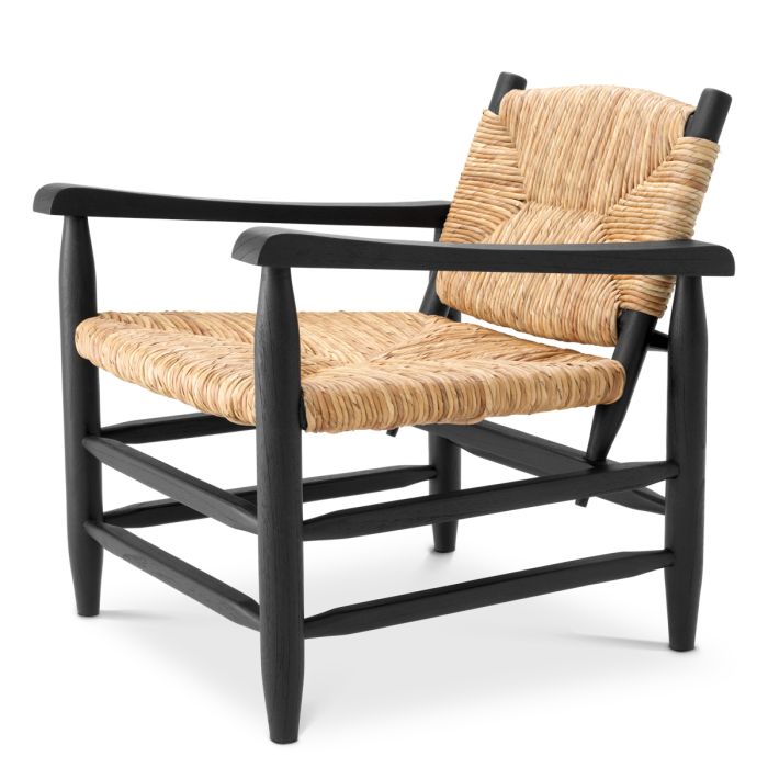 Fauteuil noir en jonc de mer | Eichholtz Elliott