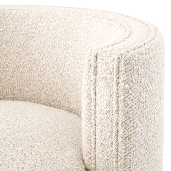Fauteuil pivotant bouclé crème | Eichholtz Amanda