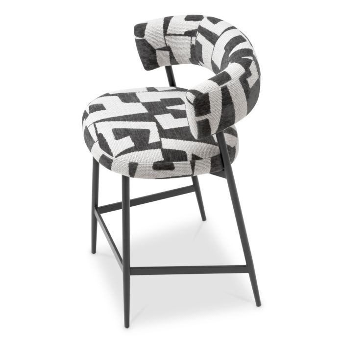 Chaise de comptoir en tissu noir et blanc | Eichholtz Folsom