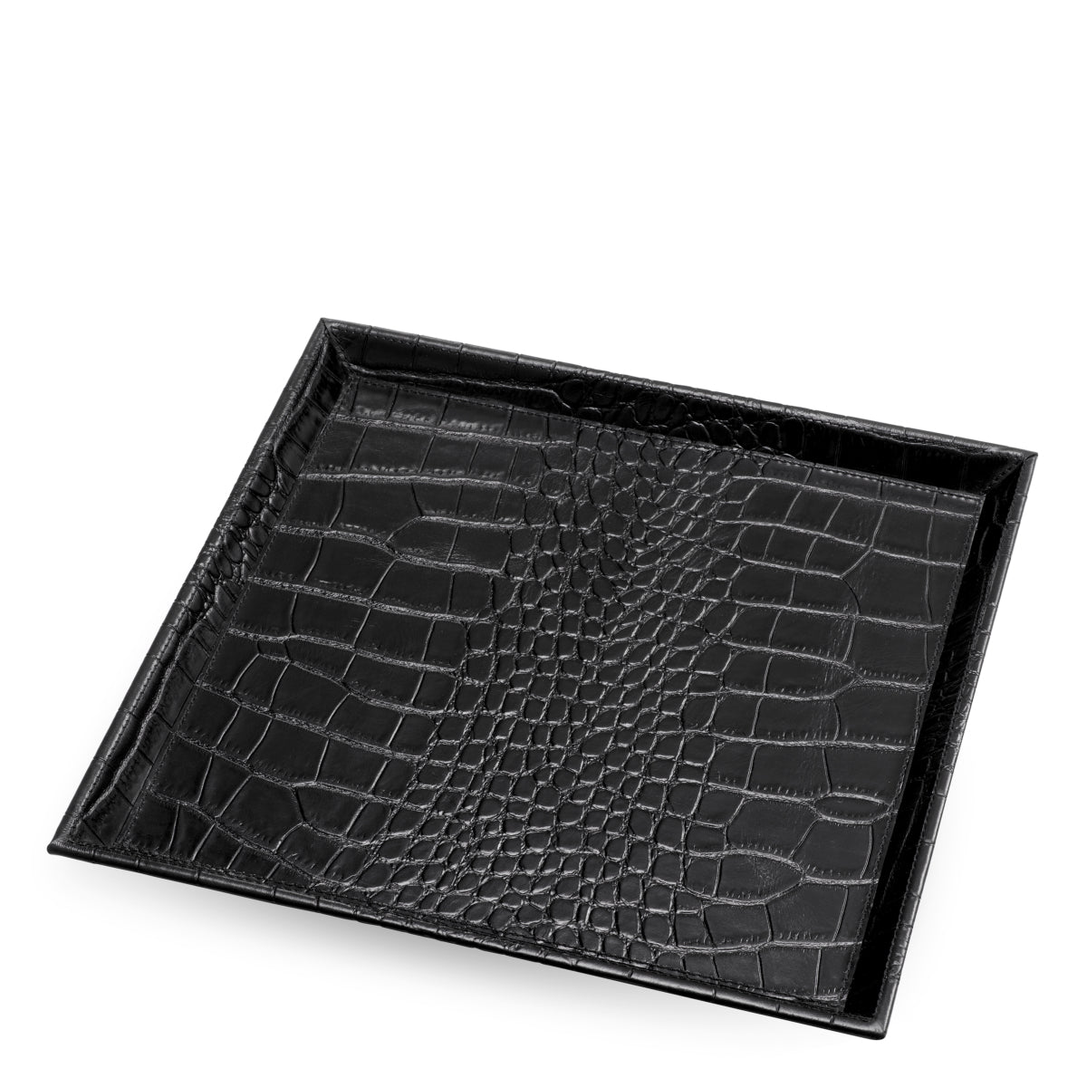 Plateau de bureau en cuir noir embossé croco | Eichholtz Scaleo - vue d'ambiance | REMO-HOME