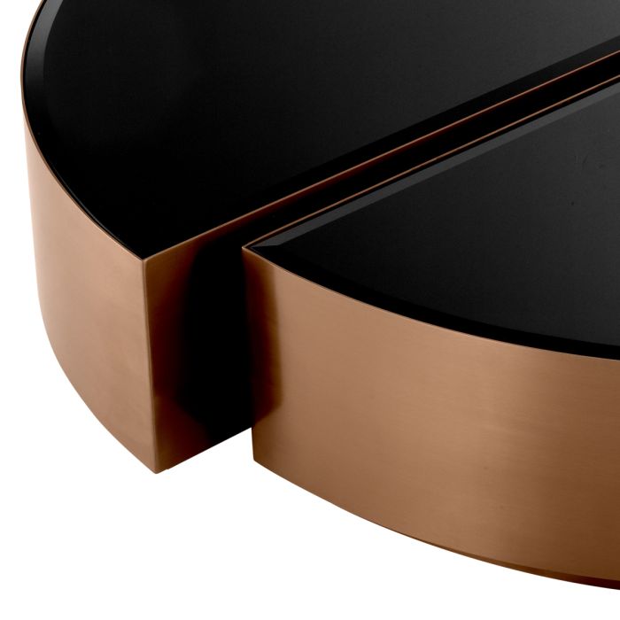 Table basse cuivrée en verre noir (lot de 2) | Eichholtz Astra