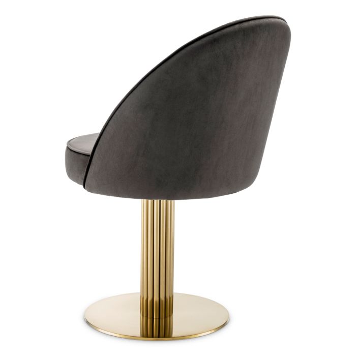 Chaise de salle à manger pivotante en velours gris | Eichholtz Dorland
