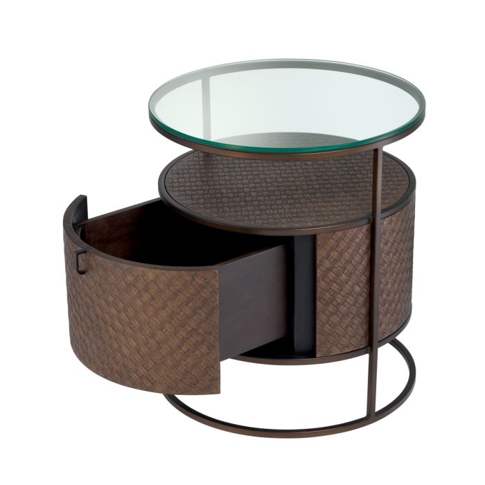 Table de chevet en chêne tressé marron | Eichholtz Napa Valley