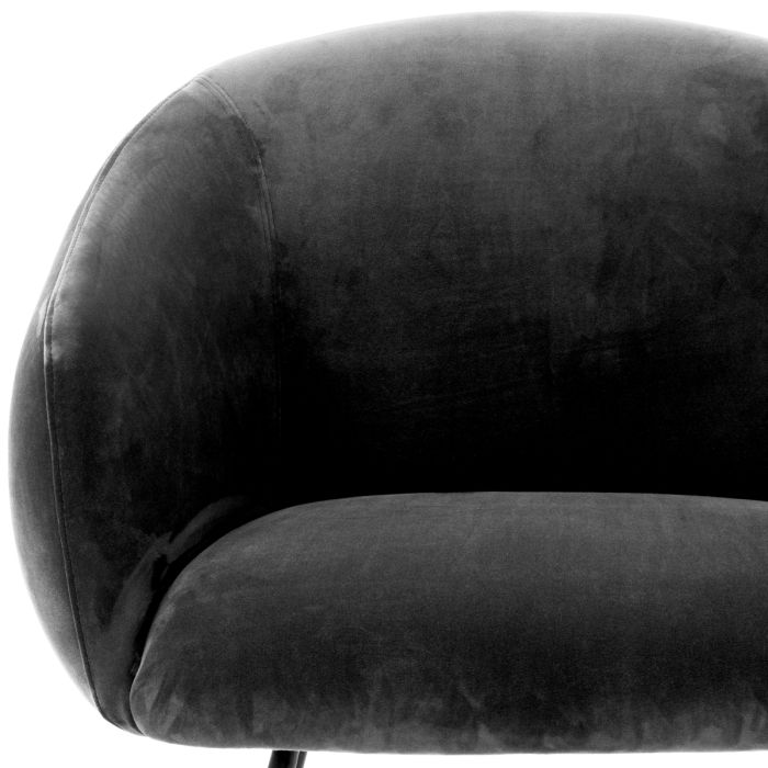 Chaise de salle à manger en velours noir | Eichholtz Elbury