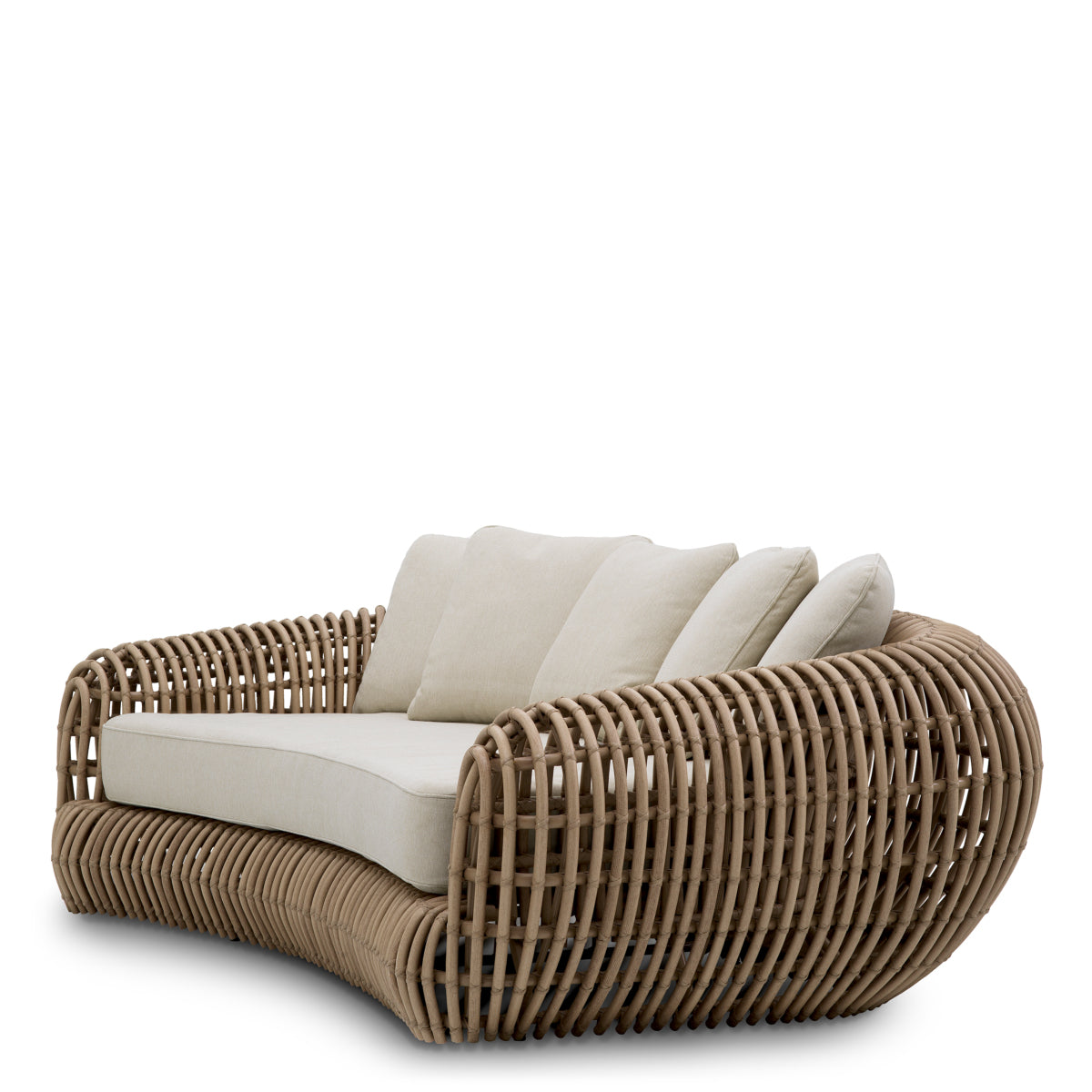 Sofa d'extérieur en faux rotin sable violé | Eichholtz Siderno - vue d'ambiance | REMO-HOME
