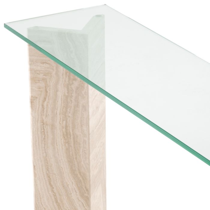Console en travertin et verre transparent | Eichholtz Fortuna