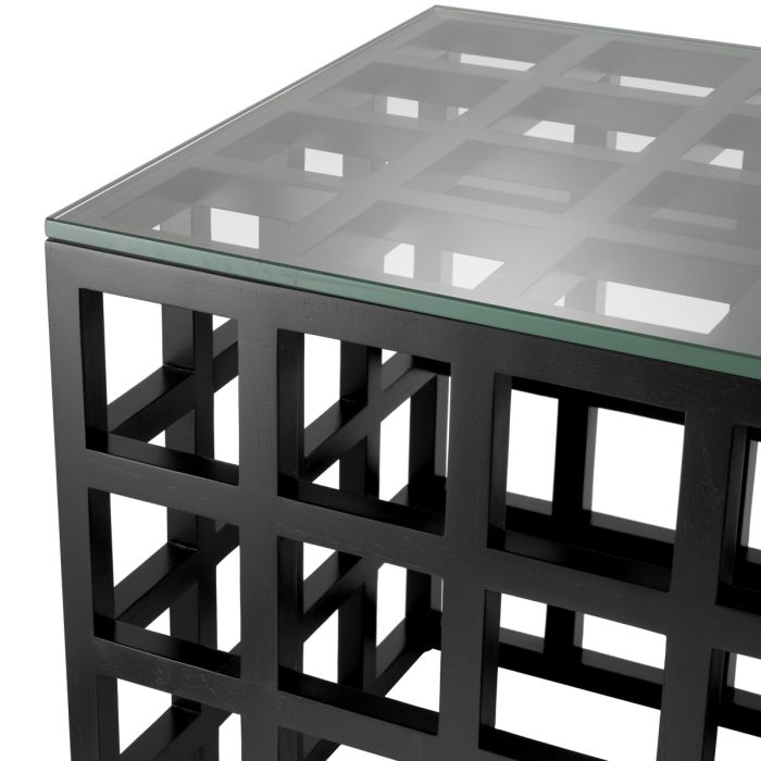 Table d'appoint noire en verre transparent | Eichholtz Cubico