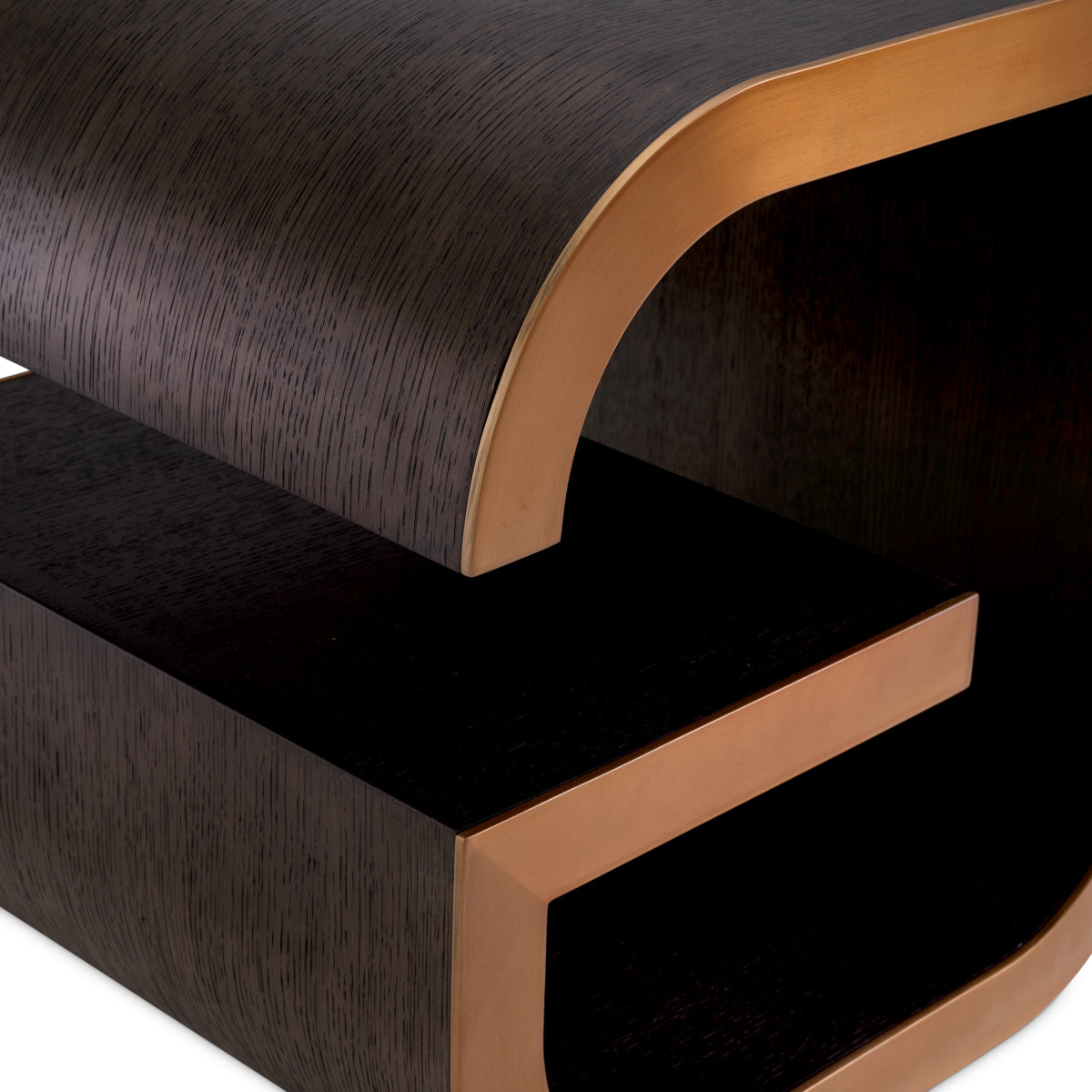 Table d'appoint en placage chêne moka et finition laiton brossé | Eichholtz Galan - vue d'ambiance | REMO-HOME