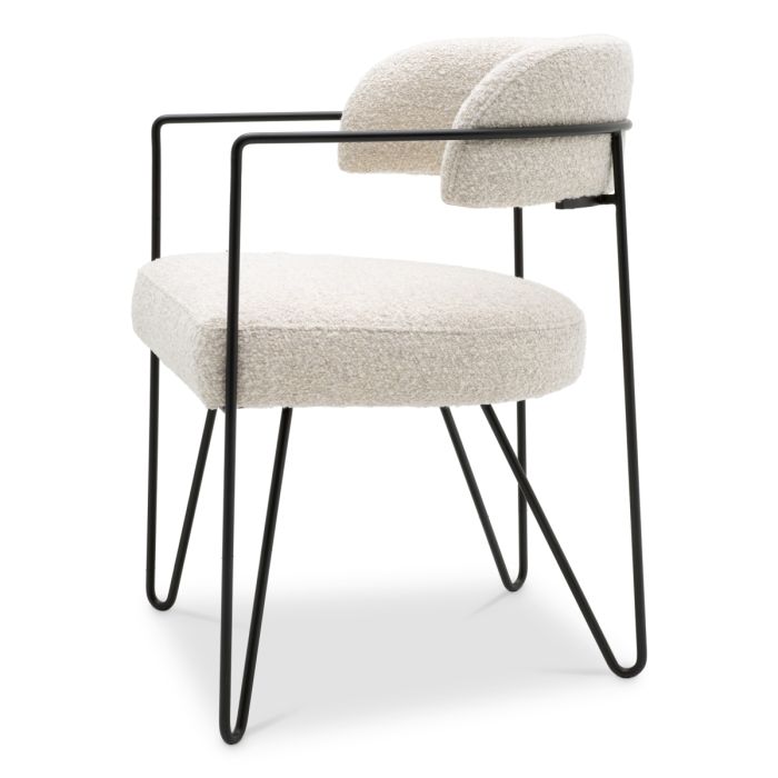 Chaise de salle à manger bouclé blanc | Eichholtz Giuseppe
