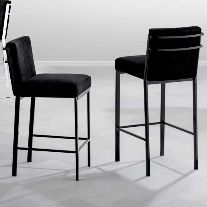 Chaise de comptoir en bronze et velours noir | Eichholtz Scott