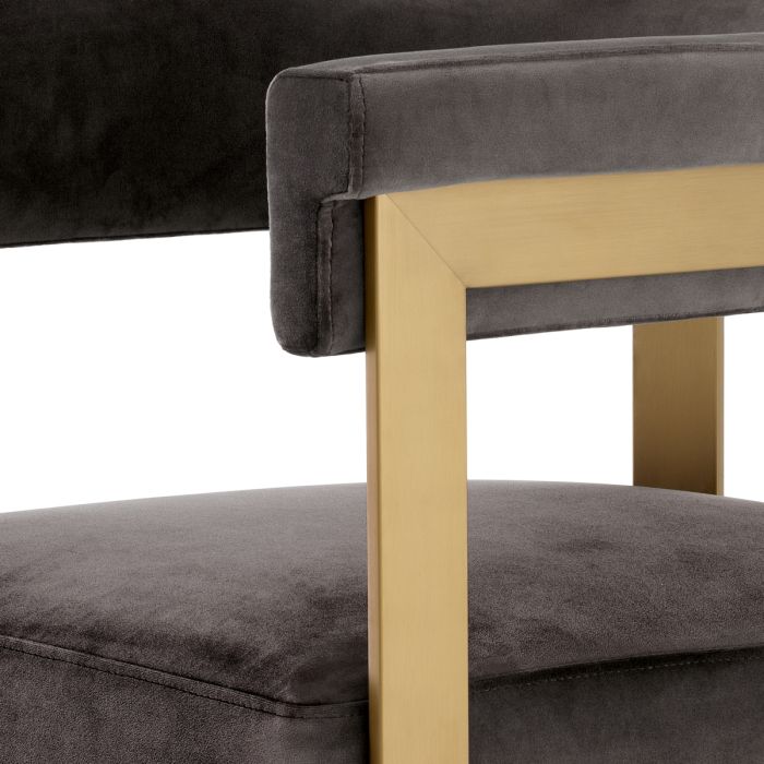 Chaise de bar en velours gris | Eichholtz Clubhouse