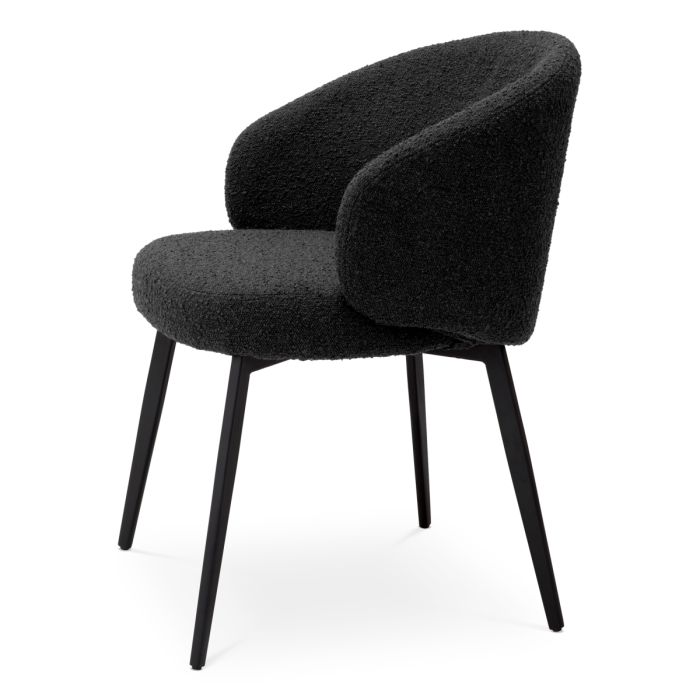 Chaise de salle à manger avec accoudoirs bouclé noir (lot de 2) | Eichholtz Lloyd