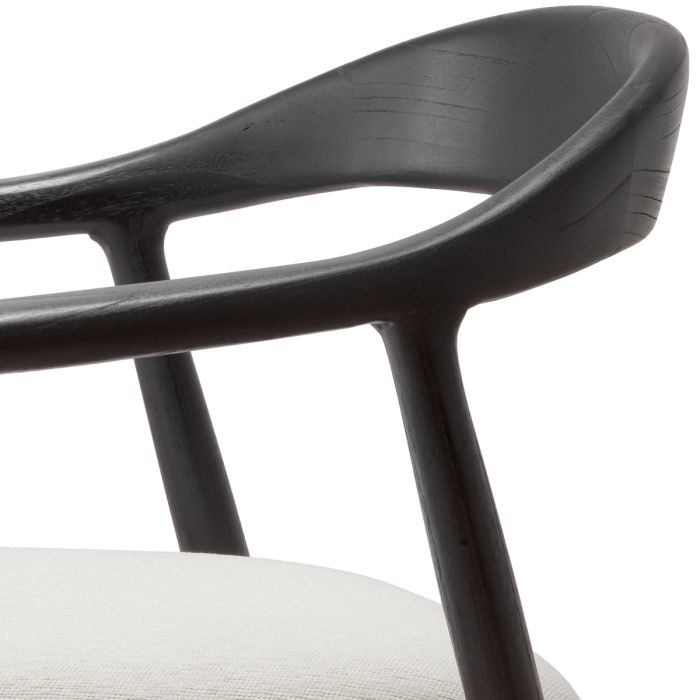 Chaise de salle à manger noire en tissu crème | Eichholtz Beale