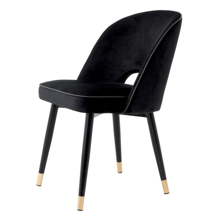 Chaise de salle à manger en velours noir (lot de 2) | Eichholtz Cliff