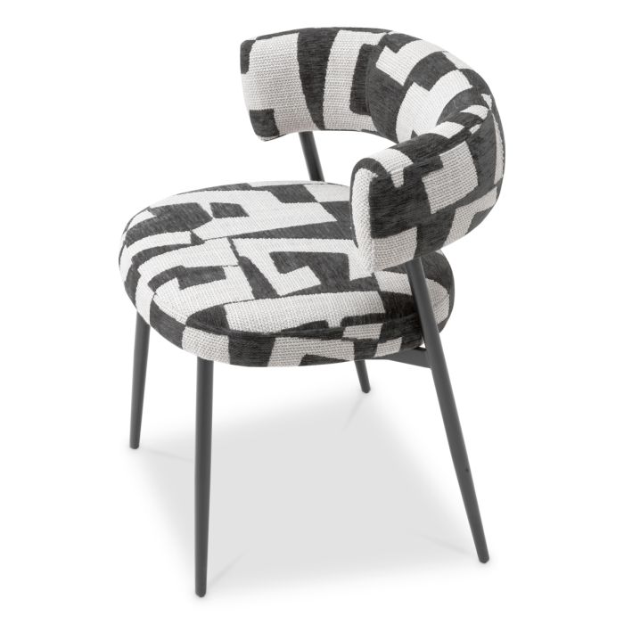 Chaise de salle à manger en tissu noir et blanc | Eichholtz Folsom