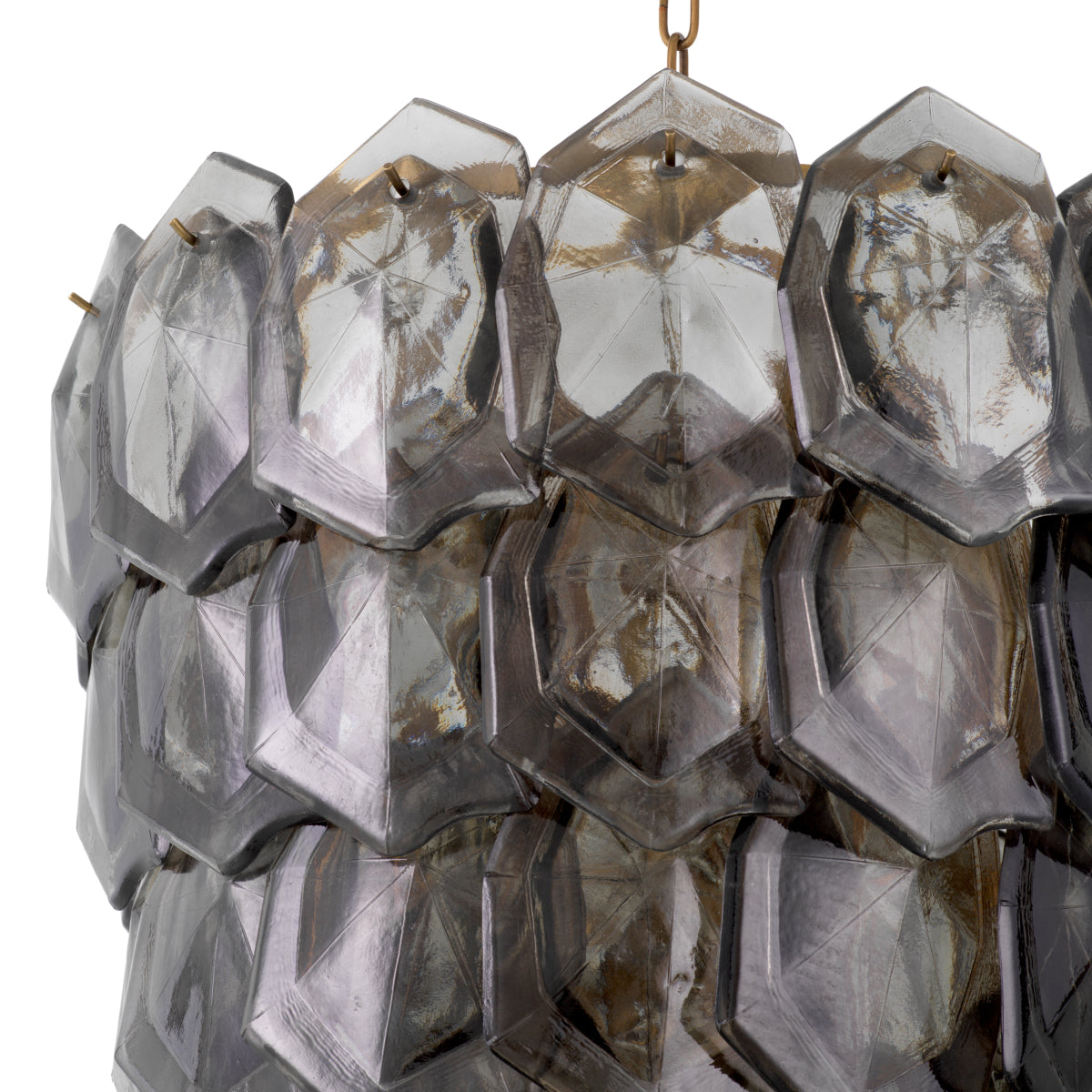 Chandelier en laiton vintage et verre fumé | Eichholtz Elias - vue d'ambiance | REMO-HOME