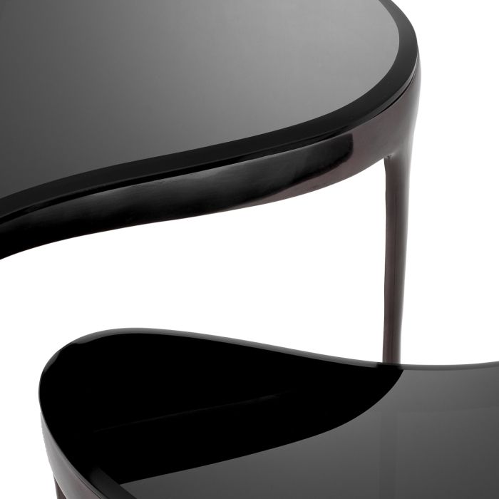 Table d'appoint en bronze et verre noir (lot de 2) | Eichholtz Zena