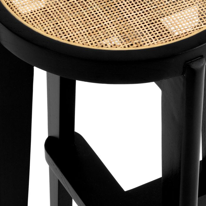Tabouret de bar noir en rotin | Eichholtz Dareau S