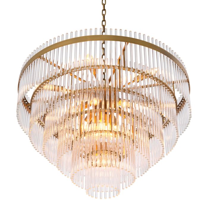 Lustre doré en verre transparent | Eichholtz East S