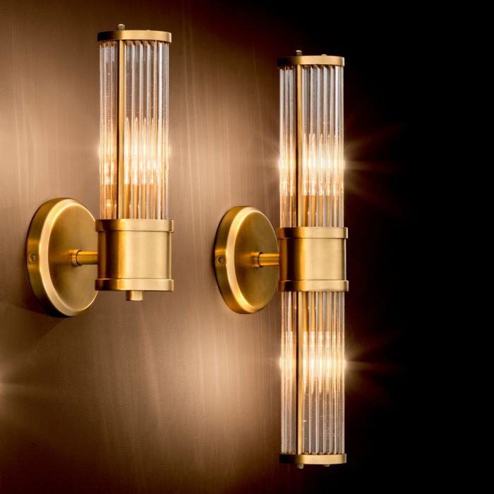 Applique murale dorée en verre transparent | Eichholtz Claridges Double