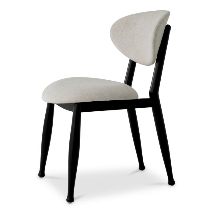 Chaise de salle à manger noire en tissu crème | Eichholtz Allston