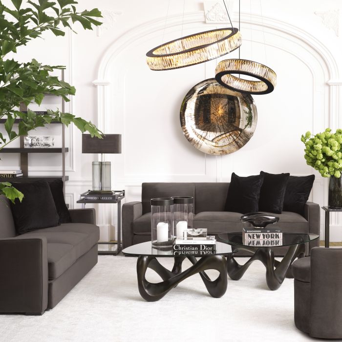 Lustre noir en verre cristal | Eichholtz Vancouver S