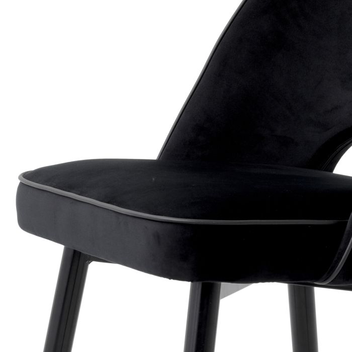 Chaise de salle à manger en velours noir (lot de 2) | Eichholtz Cliff