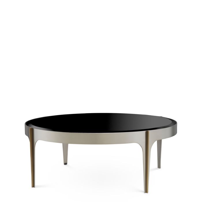Table basse en verre noir et métal brossé | Eichholtz Artemisa S