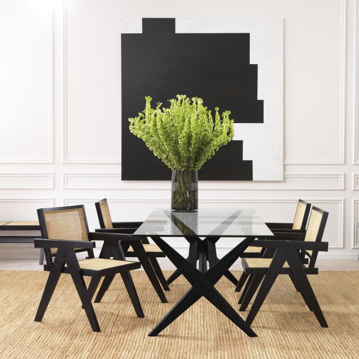 Chaise de salle à manger noire en rotin | Eichholtz Aristide