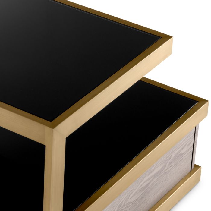 Table de chevet en chêne et verre noir | Eichholtz Kuboa