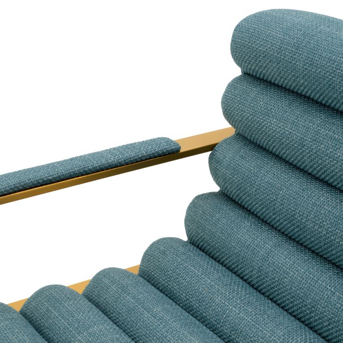 Chaise de bar dorée en tissu bleu | Eichholtz Olsean