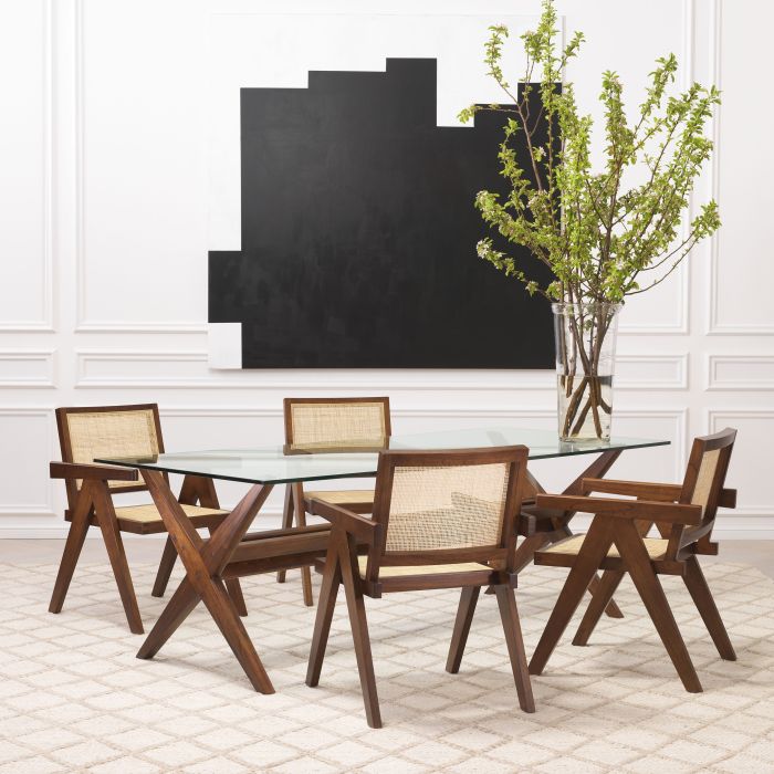 Chaise de salle à manger marron en rotin | Eichholtz Aristide