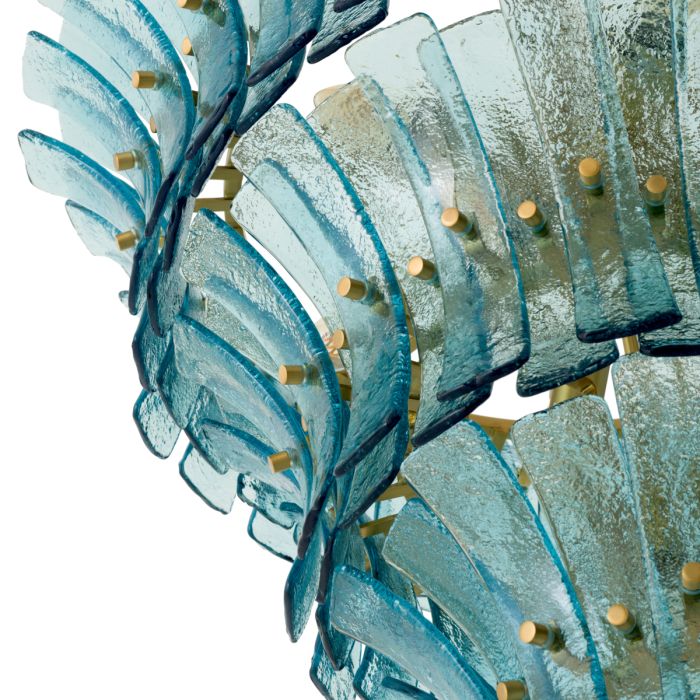 Lustre doré en verre bleu | Eichholtz Toscano