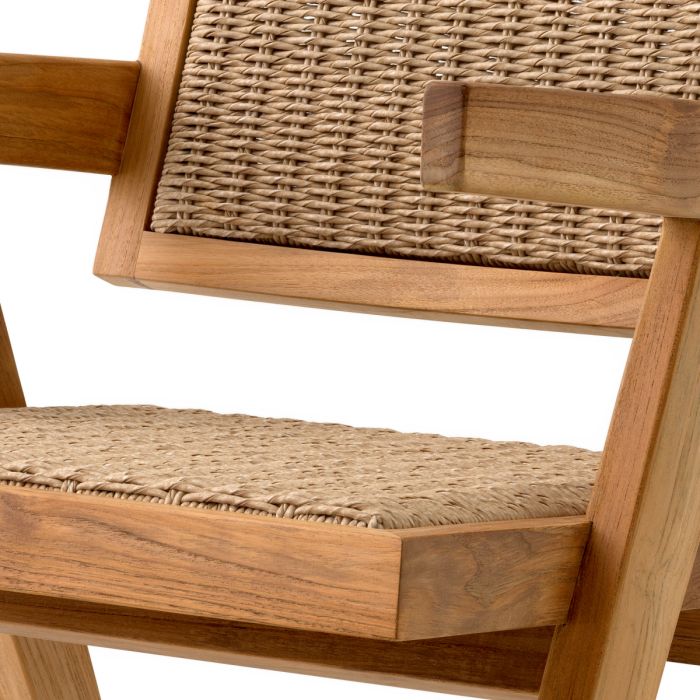 Chaise extérieure en teck et tissage marron | Eichholtz Kristo