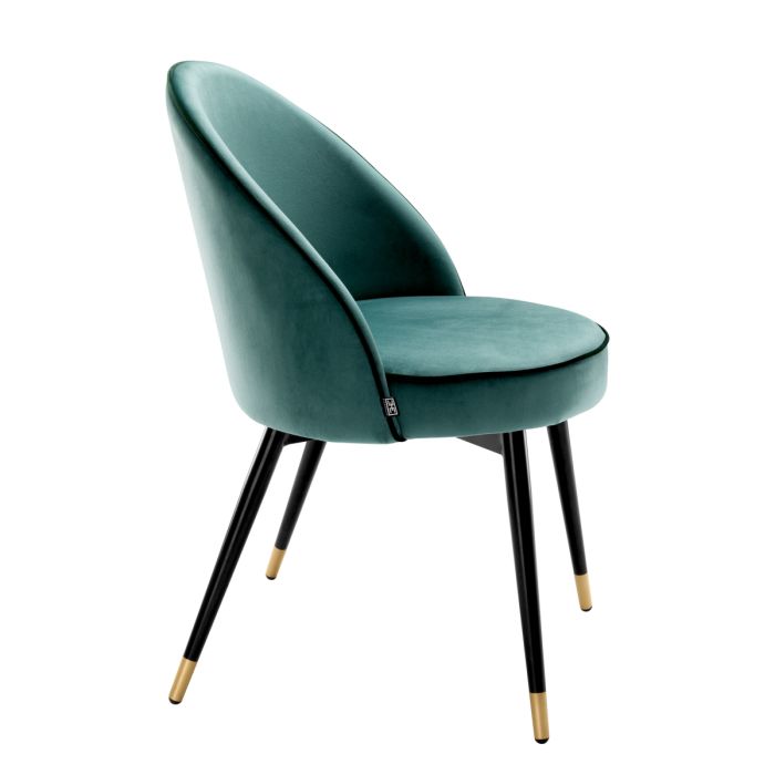 Chaise de salle à manger en velours turquoise (lot de 2) | Eichholtz Cooper