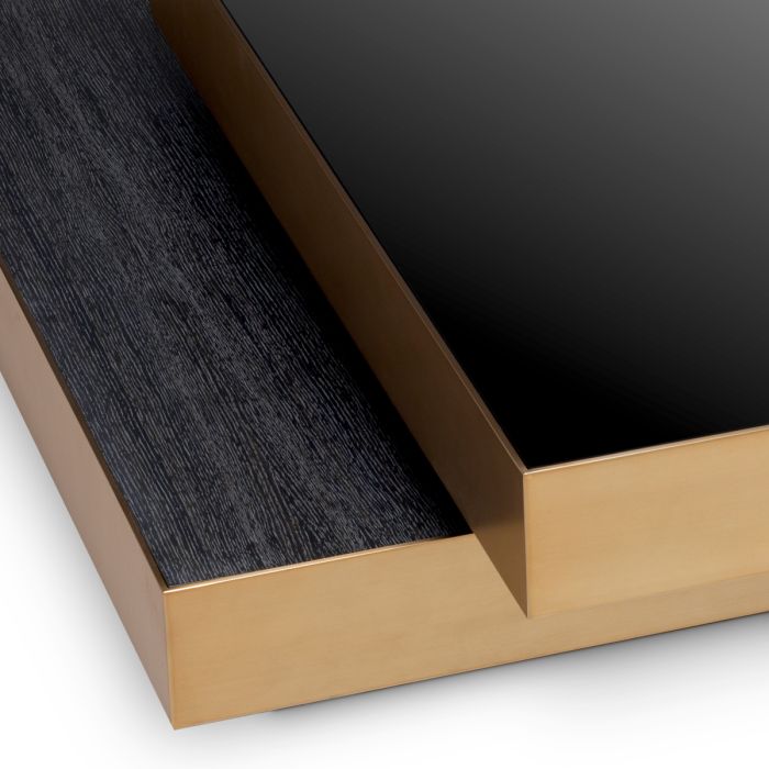 Table basse en laiton brossé et chêne anthracite | Eichholtz Shelton