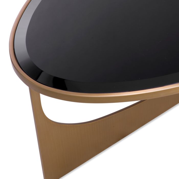 Table basse en laiton brossé et verre noir | Eichholtz Elegance
