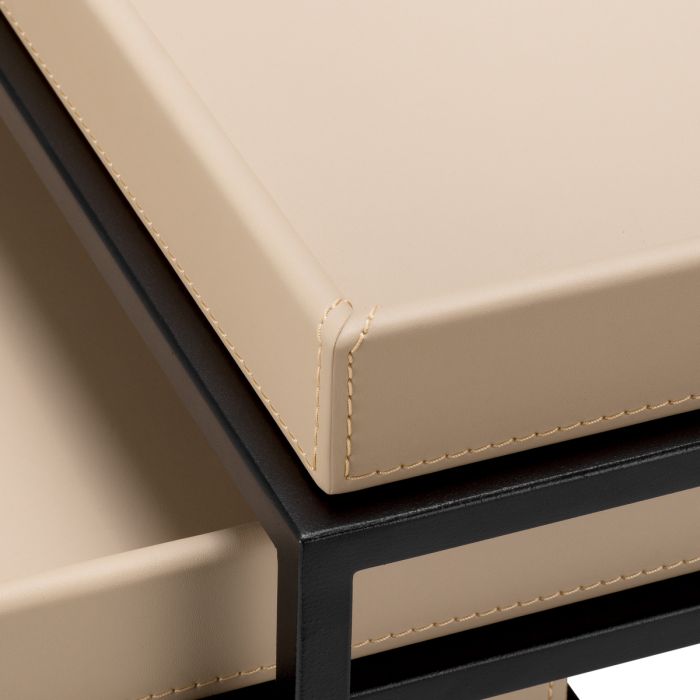 Table d'appoint en cuir crème (lot de 3) | Eichholtz Leonard