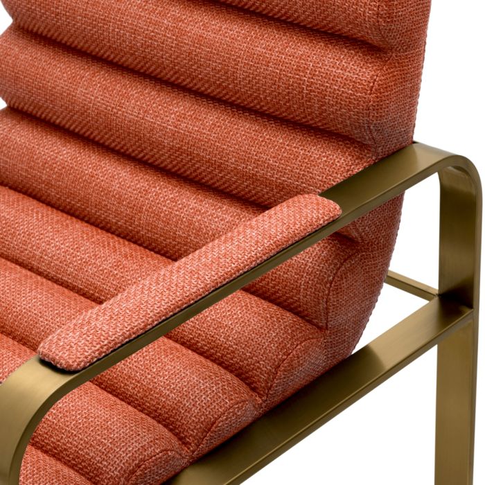 Chaise de bar dorée en tissu orange | Eichholtz Olsean