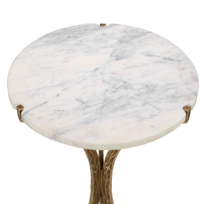 Table d'appoint dorée en verre blanche | Eichholtz Emmeline