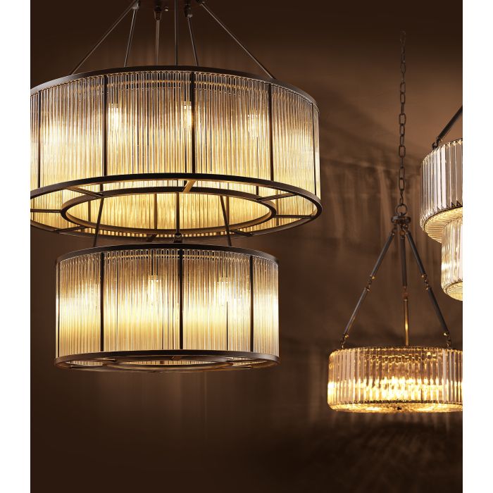 Lustre en bronze et en verre vintage | Eichholtz Bernardi