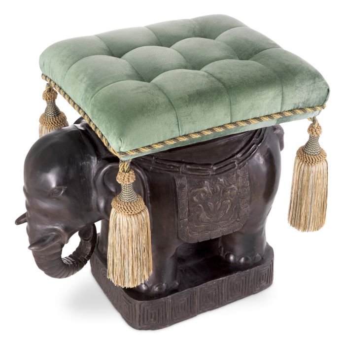 Pouf en bronze et velours vert | Eichholtz Elephant