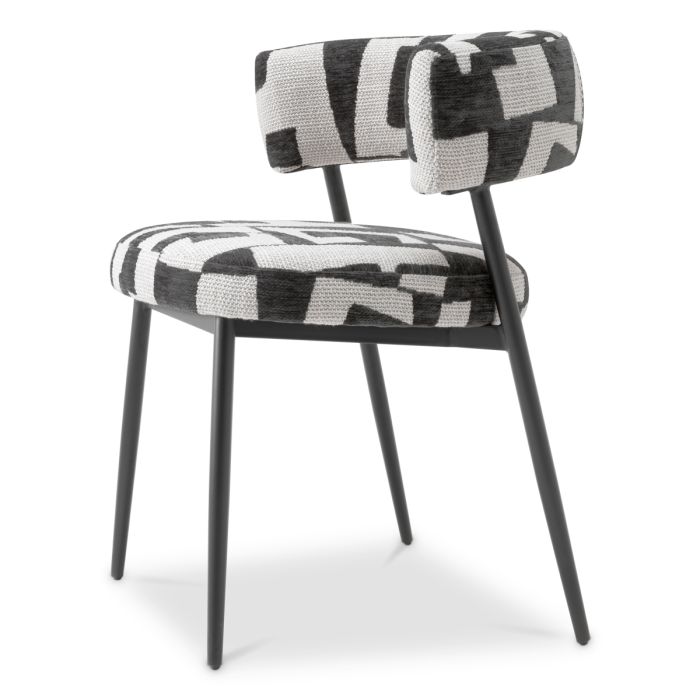Chaise de salle à manger en tissu noir et blanc | Eichholtz Folsom