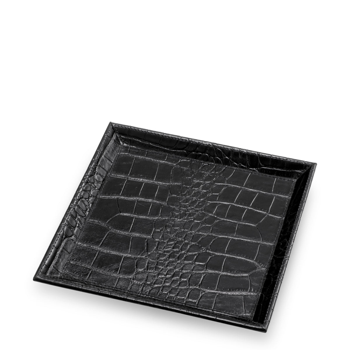 Plateau de bureau en cuir noir embossé croco | Eichholtz Scaleo - vue d'ambiance | REMO-HOME