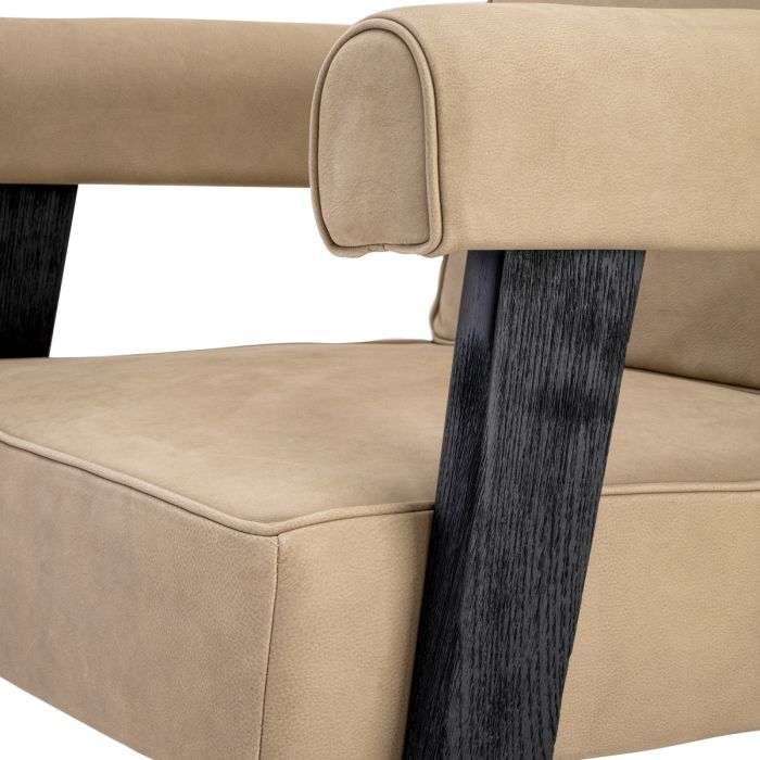 Fauteuil haut en nubuck beige | Eichholtz Felippe
