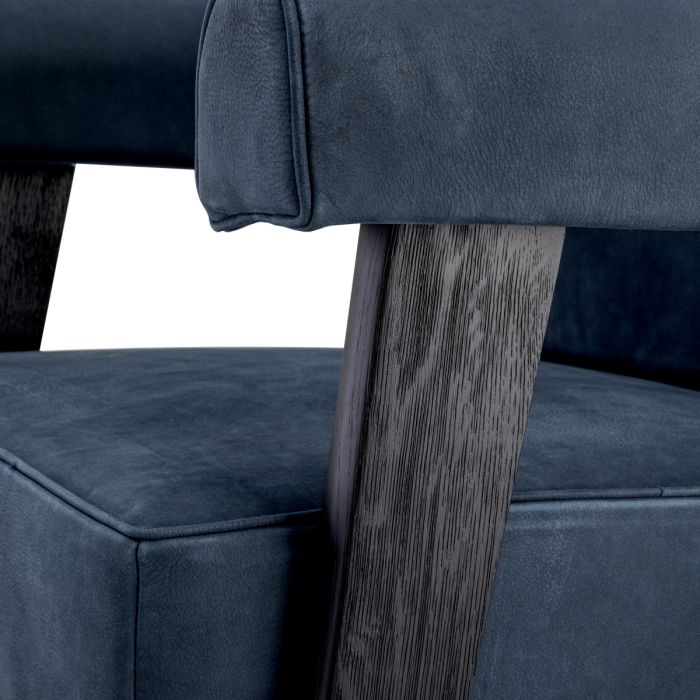 Fauteuil haut en nubuck bleu | Eichholtz Felippe